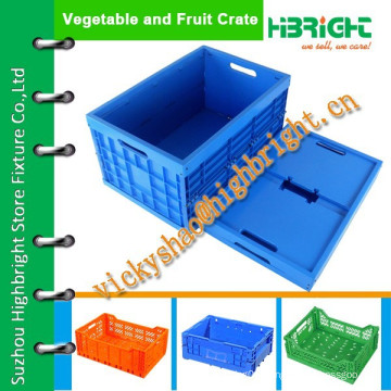 heavy duty solid folding and stackable plastic crate with handles